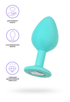 Анальная втулка ToDo by Toyfa Brilliant, силикон, мятный с белым кристаллом, 7 см, Ø 2,8 см, 26 г