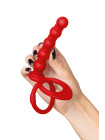 Насадка на пенис для двойного проникновения Black&Red by TOYFA, силикон, красная, 19,5 см