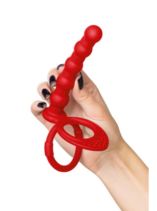 Насадка на пенис для двойного проникновения Black&Red by TOYFA, силикон, красная, 19,5 см
