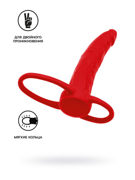 Насадка на пенис для двойного проникновения Black&Red by TOYFA , силикон, красный, 16,5 см