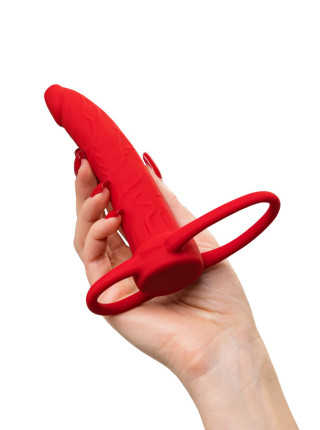 Насадка на пенис для двойного проникновения Black&Red by TOYFA , силикон, красный, 16,5 см