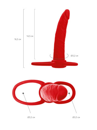 Насадка на пенис для двойного проникновения Black&Red by TOYFA , силикон, красный, 16,5 см
