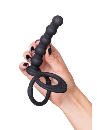 Насадка на пенис для двойного проникновения Black&Red by TOYFA, силикон, черный, 19,5 см