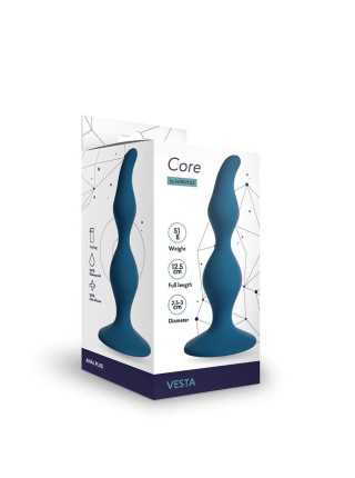 Анальная пробка Vesta, диаметр до 3 см, длина 12,5 см , цвет кобальт