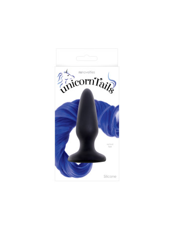 Анальная пробка с яркосиним хвостом Unicorn Tails - Blue NSnovelties, длина 10.00 см, диаметр 3.20 см