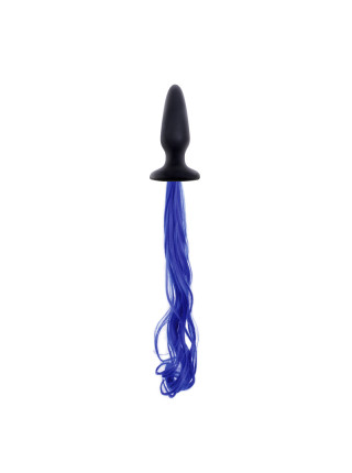 Анальная пробка с яркосиним хвостом Unicorn Tails - Blue NSnovelties, длина 10.00 см, диаметр 3.20 см