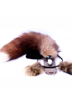 Анальная пробка с хвостом и ушки из натурального меха