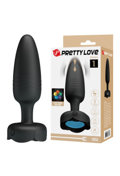 Анальная вибропробка с поступательными движениями и разноцветной подсветкой, c вибрацией, длина 12.50 см, диаметр 3.40 см 