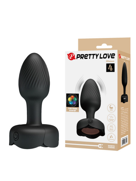 Анальная вибропробка с разноцветной подсветкой OLMAN Baile Pretty Love, c вибрацией, длина 8.80 см, диаметр 3.00 см 