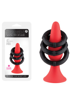 Набор из красного плага и 3 эрекционных колец для двоих