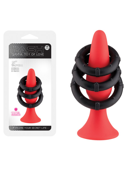 Набор из красного плага и 3 эрекционных колец для двоих