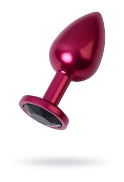 Анальная втулка Metal by TOYFA, металл, красная, с чёрным кристаллом, 8,2 см, Ø3,4 см, 85 г