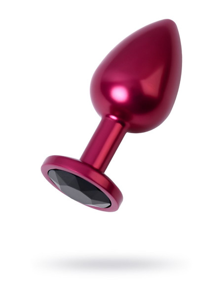 Анальная втулка Metal by TOYFA, металл, красная, с чёрным кристаллом, 8,2 см, Ø3,4 см, 85 г