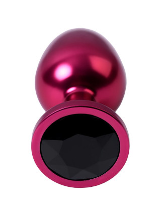 Анальная втулка Metal by TOYFA, металл, красная, с чёрным кристаллом, 8,2 см, Ø3,4 см, 85 г