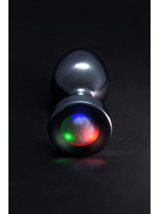 Анальная втулка Metal by TOYFA со светодиодами, металл, серебряная, 8,8 см, Ø 3,4 см, 105 г