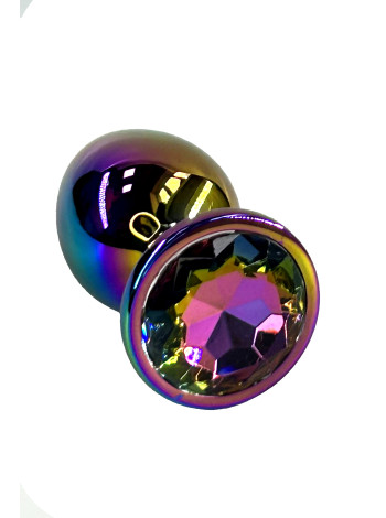 Анальная пробка с кристаллом цвета неохром (Large) Диаметр: 4 см. Вес: 140 гр.