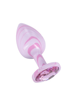 Эмалированная анальная пробка из алюминия со светло розовым кристаллом Диаметр: 2,8 см.