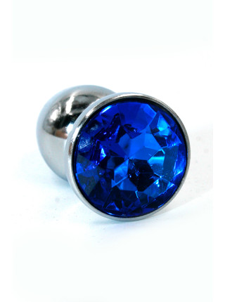 Анальная пробка "Small" хромированная dark blue Вес 140 гр