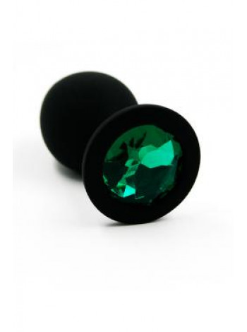 Анальная пробка из силикона с зеленым кристаллом dark green Длина: 7 см. Диаметр: 3,5 см.