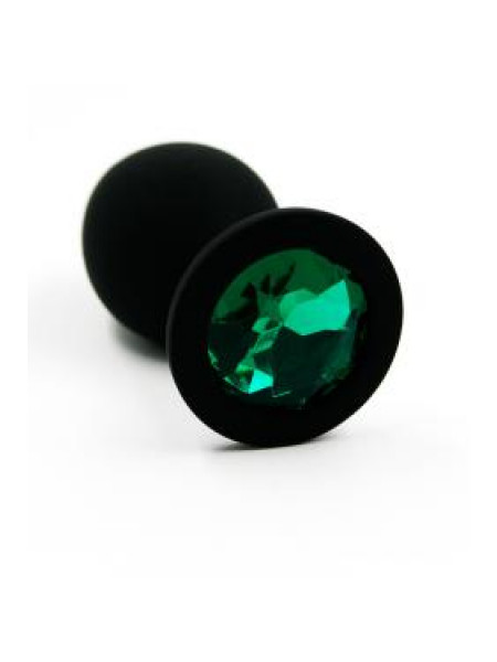 Анальная пробка из силикона с зеленым кристаллом dark green Длина: 7 см. Диаметр: 3,5 см.