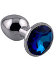 Алюминиeвая анальная пробка с тёмно-голубым кристаллом Small