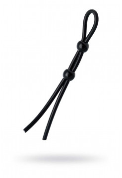Лассо на пенис A-toys by TOYFA с двумя бусинами, силикон, черное, 19,5 см