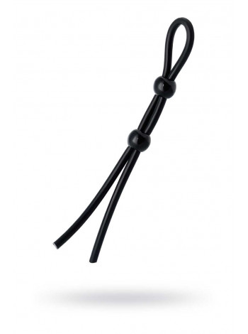 Лассо на пенис A-toys by TOYFA с двумя бусинами, силикон, черное, 19,5 см