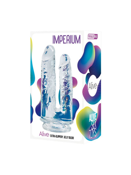 Фаллоимитатор двойной Imperium Jelly Dildo прозрачный Adrien Lastic , длина 14.00 см, диаметр 4.30 см