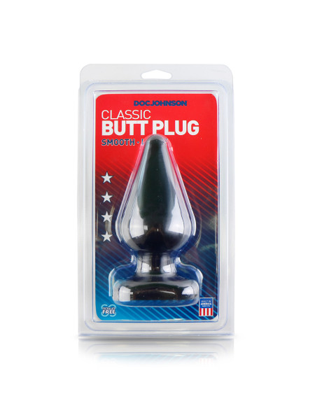 Анальная пробка черная большая Butt Plugs Smooth Classic Large - Black DJ Doc Johnson, длина 14.20 см, диаметр 5.00 см