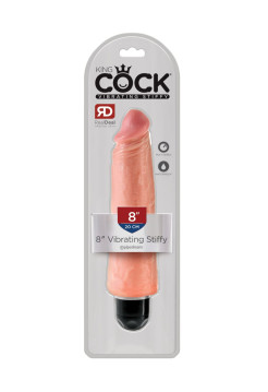 Вибромассажер реалистик телесный King Cock 8 Vibrating Stiffy - Flesh Pipedream, c вибрацией, длина 24.80 см, диаметр 5.70 см