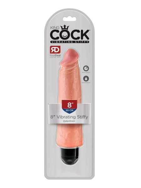 Вибромассажер реалистик телесный King Cock 8 Vibrating Stiffy - Flesh Pipedream, c вибрацией, длина 24.80 см, диаметр 5.70 см