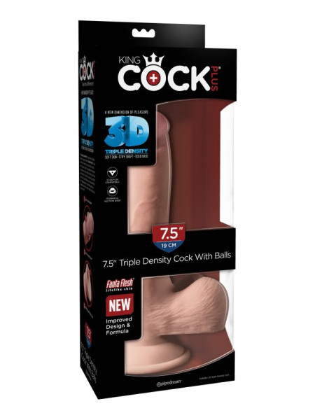 Фаллоимитатор на присоске King Cock Plus 7.5 Triple Density Cock with Balls Pipedream, длина 22.90см, диаметр 4.60см