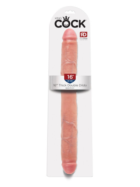 Двухсторонний фаллоимитатор телесный King Cock 16 Thick Double Dildo - Flesh Pipedream, длина 40.60 см, диаметр 4.60 см