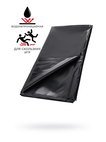 Простыня для секса Black&Red by TOYFA, ПВХ, черный, 220х200