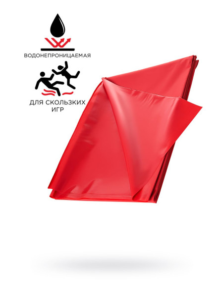 Простыня для секса Black&Red by TOYFA, ПВХ, красный, 220х200