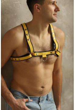 Портупея мужская Black-Yellow из натуральной кожи