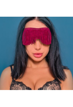 Маска с бахромой из натурального велюра, вино