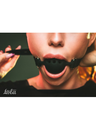 Кляп 4.5 см с черными ремнями и контрастной строчкой