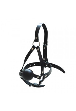 Кляп-шар черный с фиксацией-сбруей на голову SITABELLA, диаметр 5.00 см