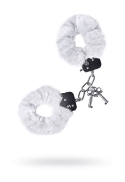 Наручники TOYFA Theatre, меховые, белые, 28 см.