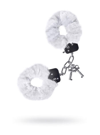 Наручники TOYFA Theatre, меховые, белые, 28 см.