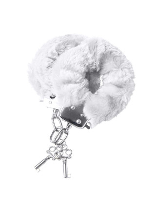 Наручники TOYFA Theatre, меховые, белые, 28 см.