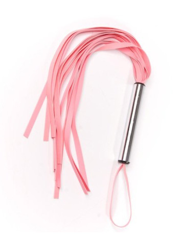 Плеть розовая с хромированной рукоятью кожa