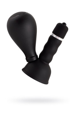 Вибромассажер для сосков Black&Red by TOYFA с грушей, ABS пластик, чёрный, 8,2 см