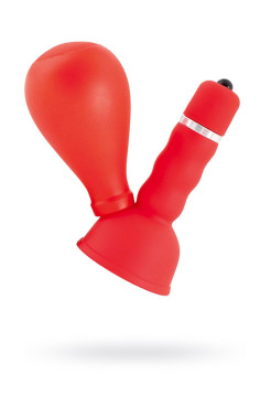 Вибромассажер для сосков Black&Red by TOYFA с грушей, ABS пластик, красный, 8,2 см