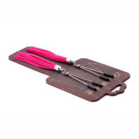 Зажимы на соски «вилки» с кисточками из замши (Фуксия)