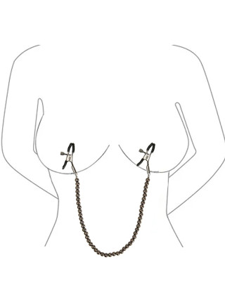 Зажимы на соски с цепочкой из бусин Kanikule чёрные