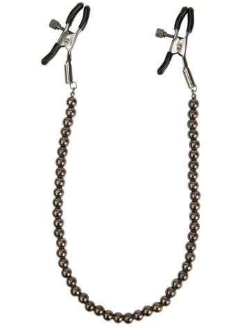 Зажимы на соски с цепочкой из бусин Kanikule чёрные