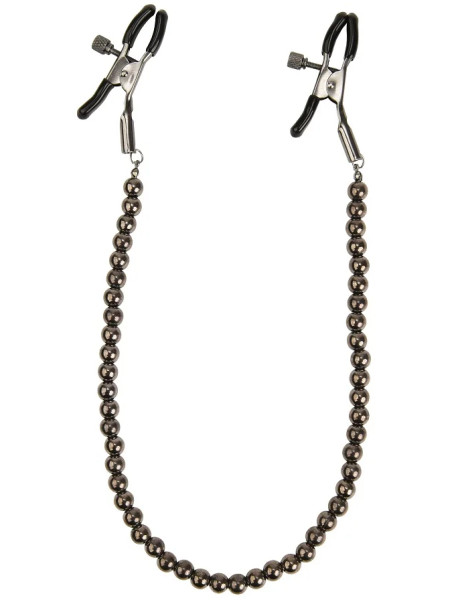 Зажимы на соски с цепочкой из бусин Kanikule чёрные