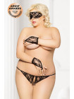 Комплект кружевной SoftLine Collection (стринги, маска и перчатки), черный, XL